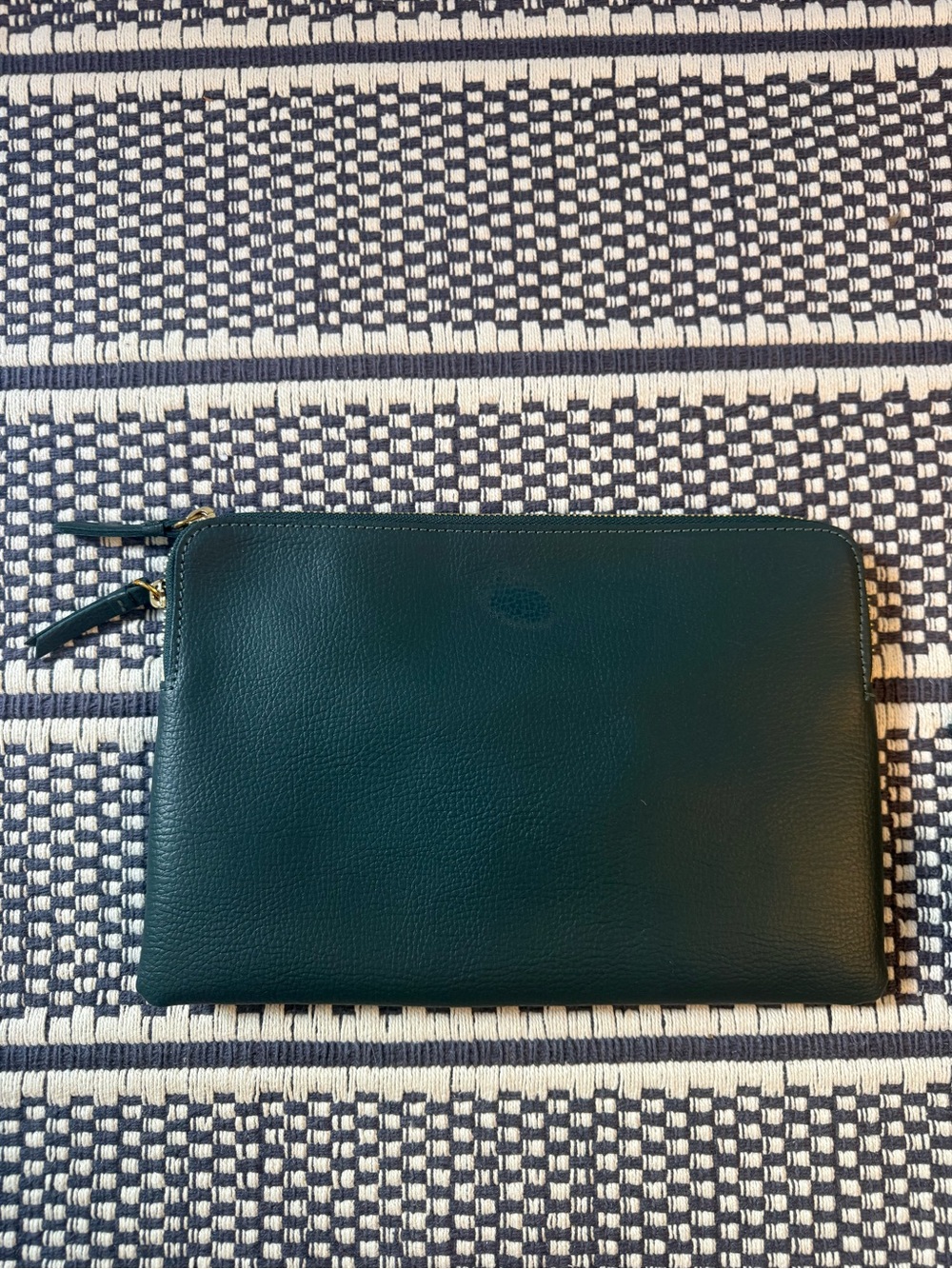 Mark and Graham Everyday Italian Leather Zipper Pouch, Colour: Forest Green x3